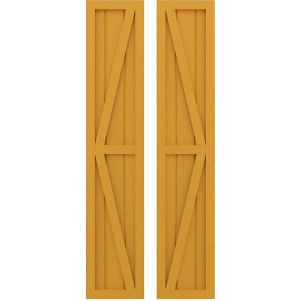 Ekena Millwork Americraft 3-Board Wood 2 Equal Panel Frmd Board-n-Batten Shutters w/Dbl Z-Bar, ARW102BF311X43TUH, PR ARW102BF311X43TUH - main